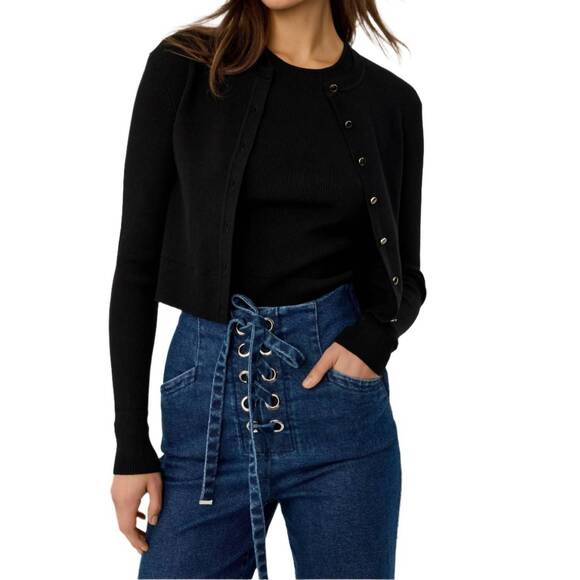 NEW TOCCIN zoe classic cropped cardigan in black